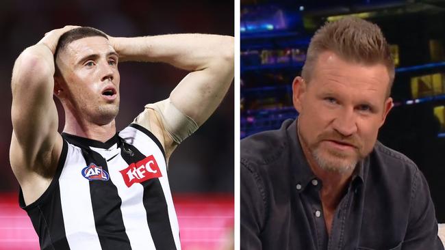 Nathan Buckley was just as shattered. Photo: Getty Images and Fox Sports