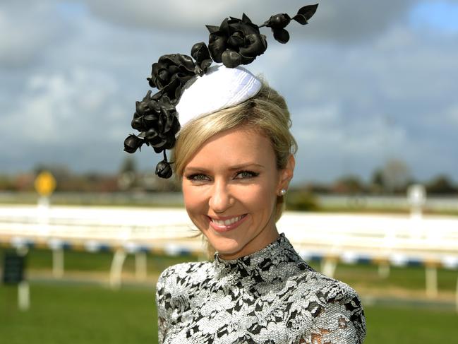 Jacqui Felgate from chanel 7. Promo shoot for millinery evening and a charity race day next week at Caulfield Racecourse. Picture: Kris Reichl