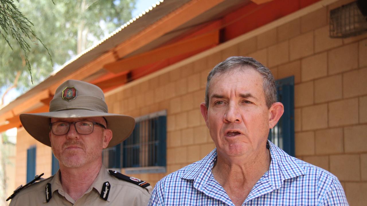 NT deputy chief minister Gerard Maley and NT Corrections assistant commissioner Michael Hebb in Alice Springs Correctional Centre on Friday, February 7, 2025. Picture: Gera Kazakov