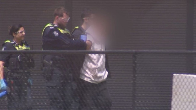 A﻿ man of no fixed address was arrested nearby. Picture: 9 News