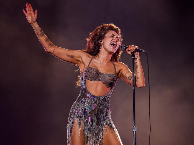 Miley Cyrus channelled her inner Tina Turner at the Grammy Awards. The singer won best pop solo performance for her song “Flowers”. Picture: John Shearer/Getty Images for The Recording Academy