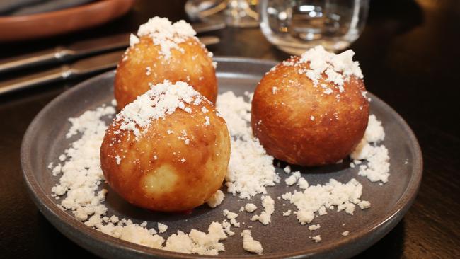 The beef fat doughnuts at The Arsonist restaurant at Manly. Picture: Annette Dew