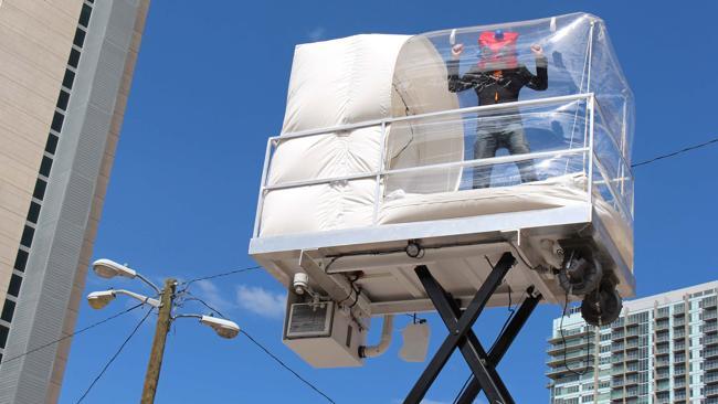 The floating hotel room. Picture: DoubleTree Hotels