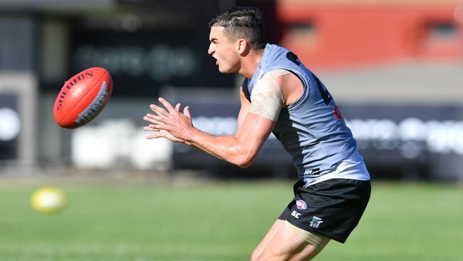 Tom Rockliff was concussed in Port Adelaide’s loss to his former side Brisbane Lions. Picture: AAP Image/David Mariuz. 