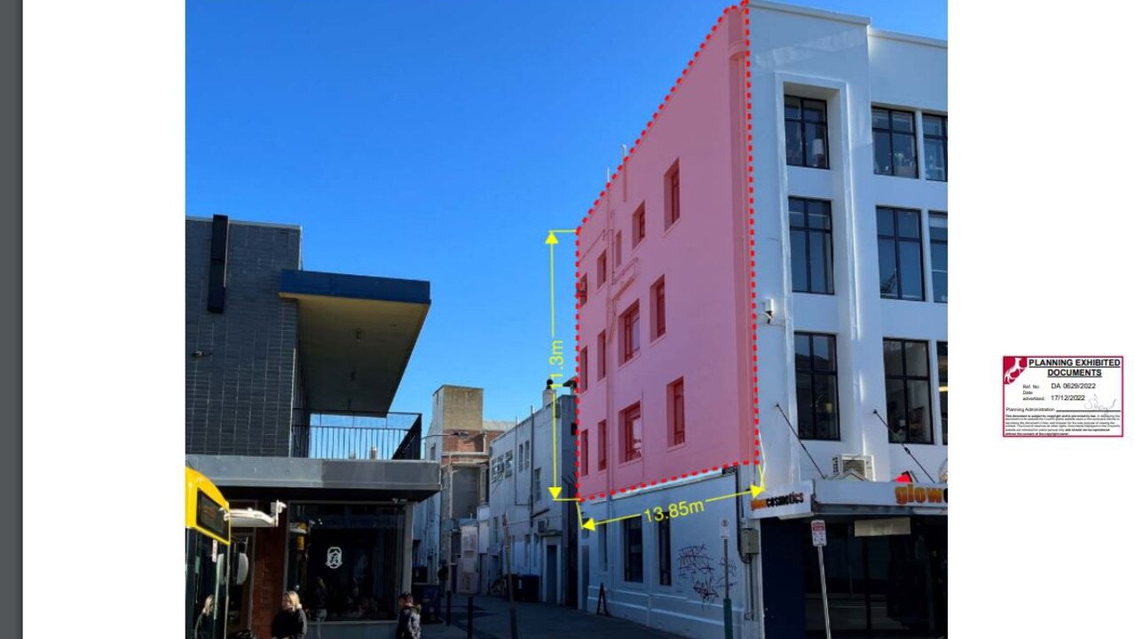 Proposed projected wall mural at Launceston Tatler Arcade development. Picture: 6ty Degrees