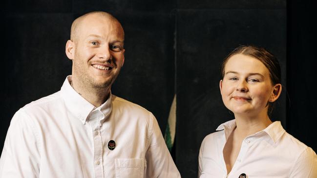 Lachlan Colwill and Sophie Pope at their new venue Omotenashi in Hobart. Picture: Adam Gibson