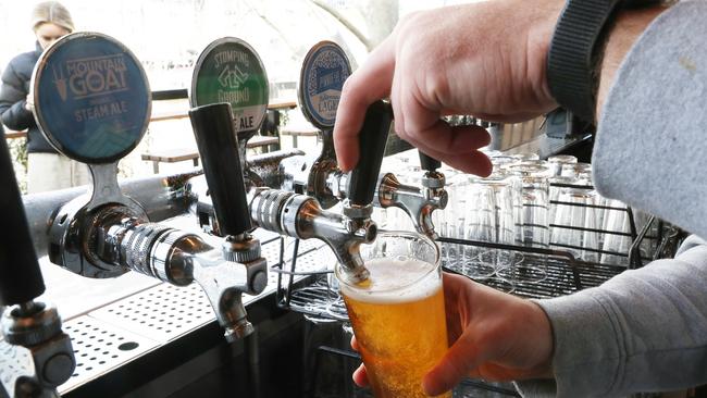 Major Australian brewers produced an estimated 1.423 billion litres of beer in 2019/20, the Brewers Association of Australia says. Picture: NewsWire / David Crosling