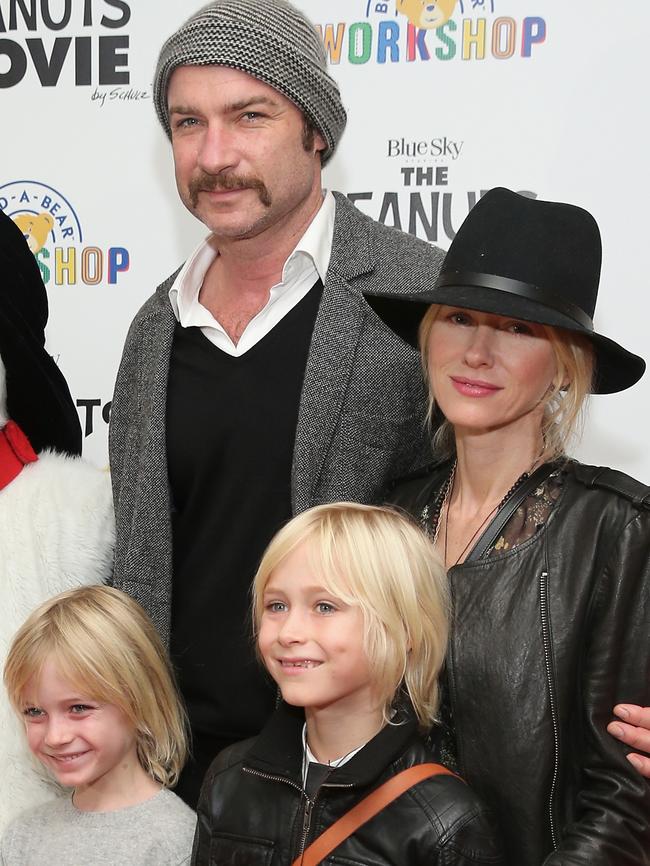 Liev Schreiber and Naomi Watts with Kai (left) and Alexander in 2015. Picture: Neilson Barnard / Getty Images