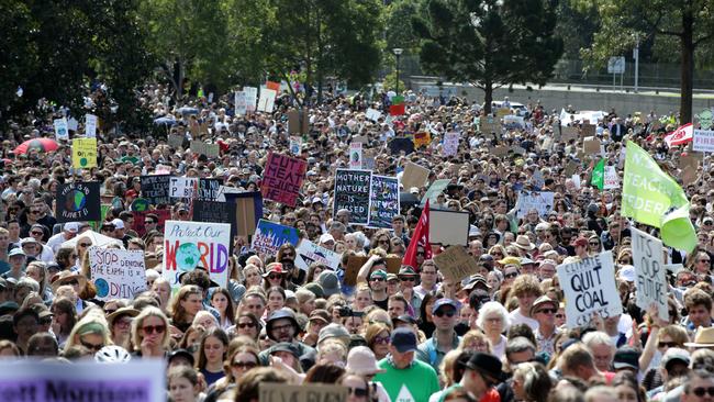 Thousands of strikers converged on Sydney’s Domain Picture: News Corp