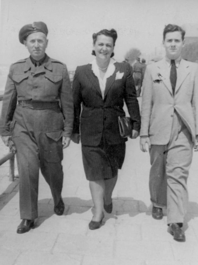 Daniel Finkelstein’s grandmother Lusia with her husband, Dolu, and son Ludwik, in Tel Aviv in April 1945. Picture: Finkelstein Family Collection