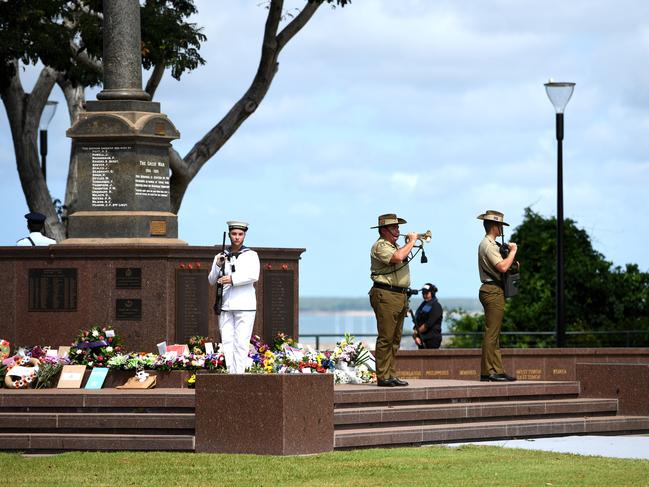 Bombing of Darwin commemoration:The Last Post is played at the Darwin Cenotaph. PICTURE: Che Chorley