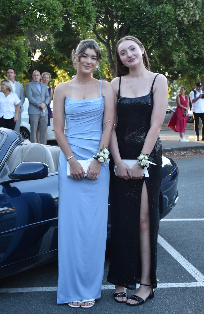 Jemma and Paige Hynes at Kawana Waters State College Year 12 formal 2024.