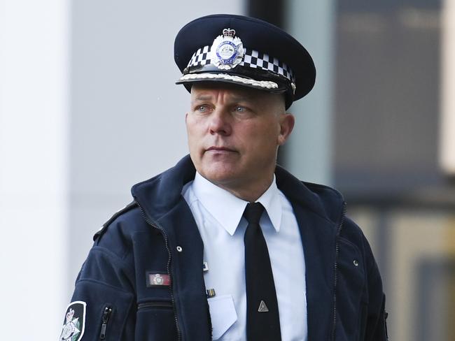 CANBERRA, AUSTRALIA - MAY 22: Detective Superintendent Scott Moller(Right) and lawyers arrive at the Walter Sofronoff Inquiry in Canberra . Picture: NCA NewsWire / Martin Ollman