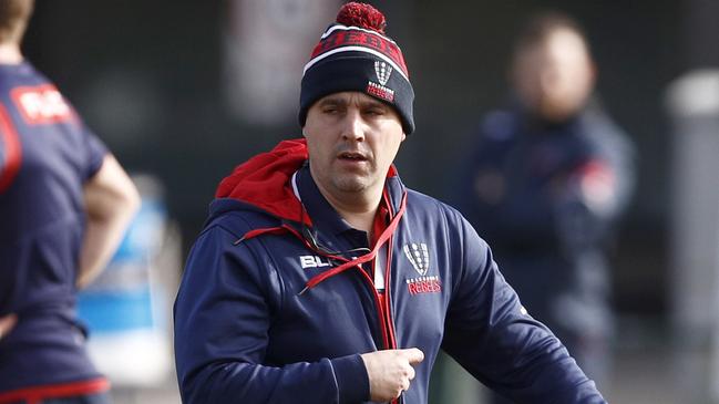 Rebels coach Dave Wessels during a team training session in Melbourne.