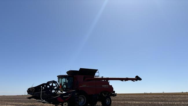 Harvest at Bruce and Heather Talbot's property in Western Australia. Picture: Supplied