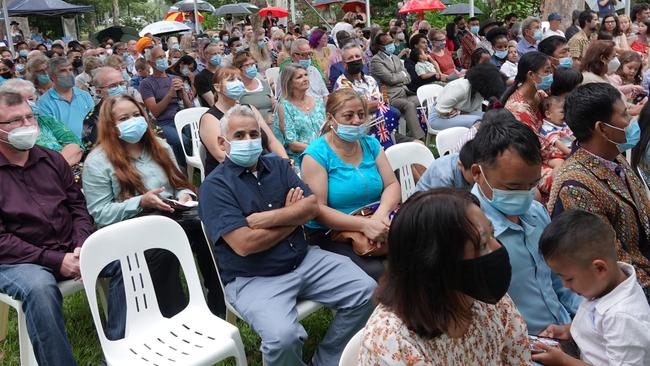 A big crowd was on hand for the Australia Day citizenship ceremony. Picture: Chris Knight.