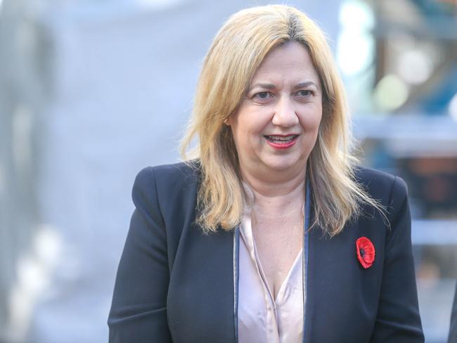 Queensland Premier Annastacia Palaszczuk in Brisbane for the 2023 ANZAC Day March. Picture: NCA NewsWire / Glenn Campbell