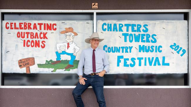 10/05/2019 Member for Kennedy Bob Katter on the main street of Charters Towers southwest of Townsville. Cameron Laird/The Australian