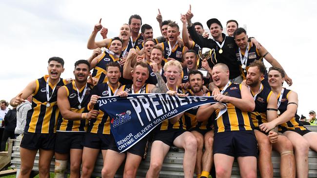 Rupertswood celebrates its maiden RDFL premiership.