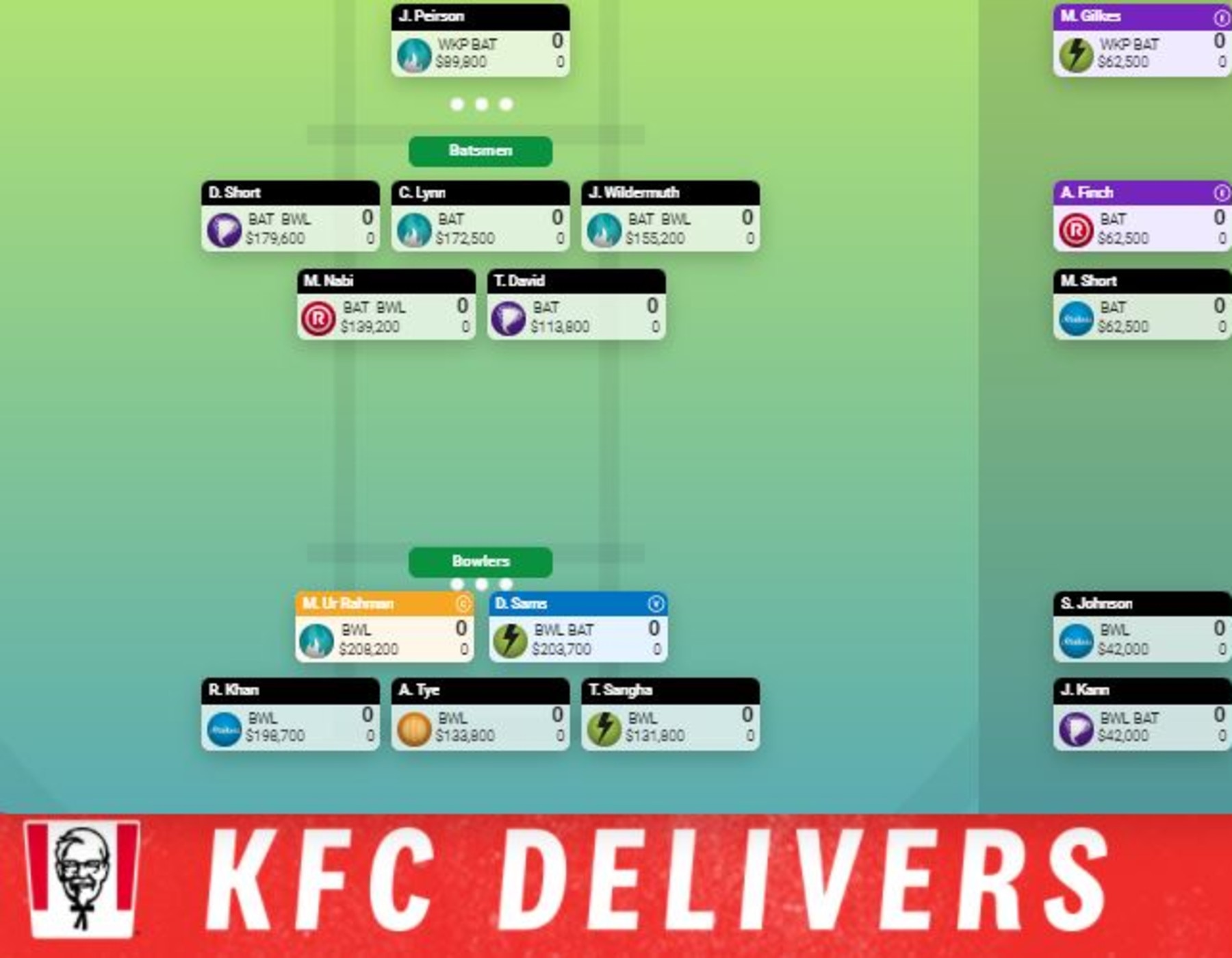 A team you could still pick for KFC SuperCoach after missing the Stars v Sixers game.