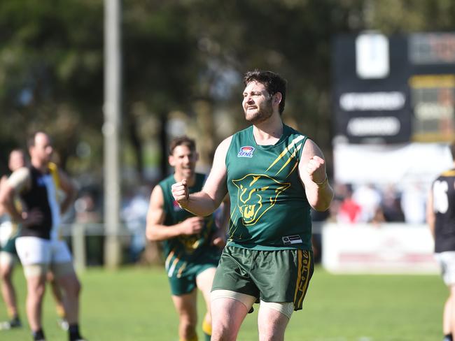 James Gough celebrates a goal during the 2016 grand final. Picture: Chris Eastman