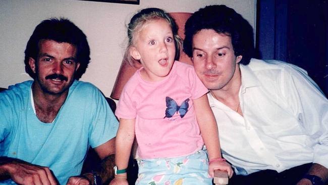 Jon Winfield, left, with Bronwyn's daughter Chrystal and Perry Levitas, the then husband of Bronwyn's cousin Megan.