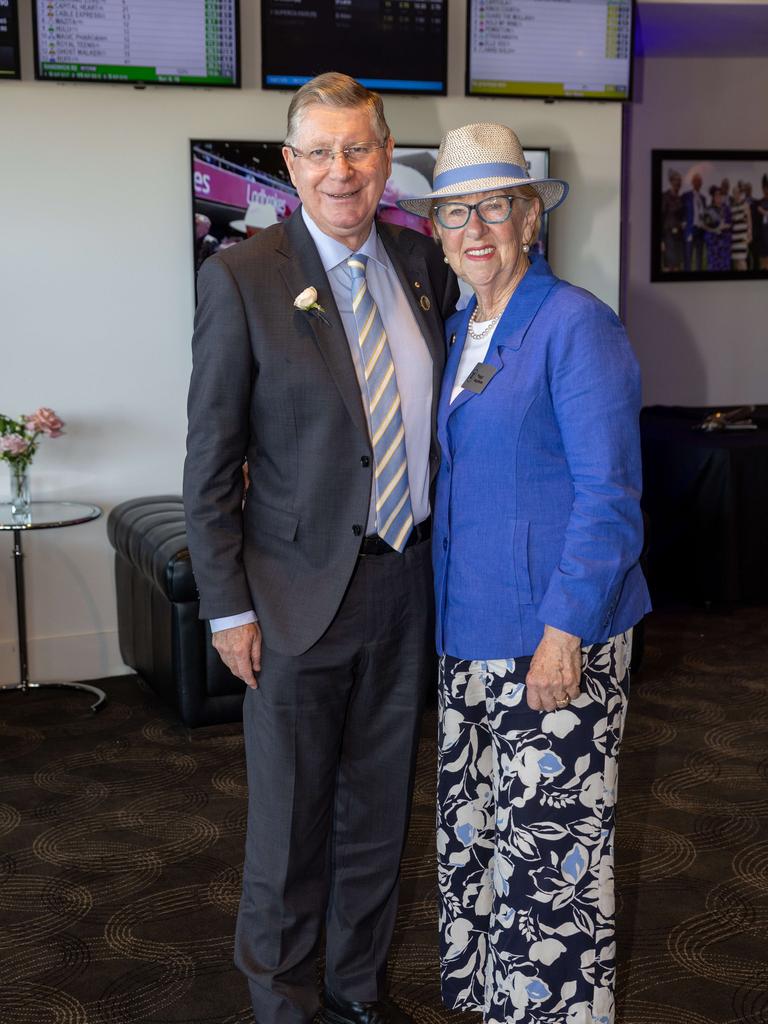 Denis and Peggy Napthin attend the Cox Plate at Moonee Valley. Picture: Jason Edwards