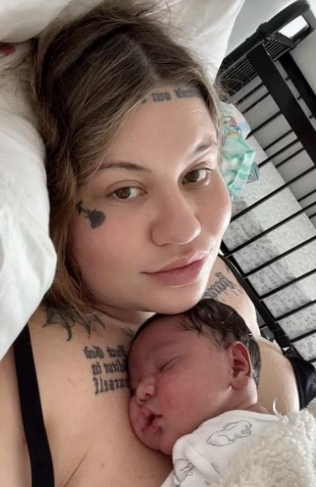 Kimberley Summer Hartley, also known as Veruca Salt, with baby Cash. Picture: TikTok.