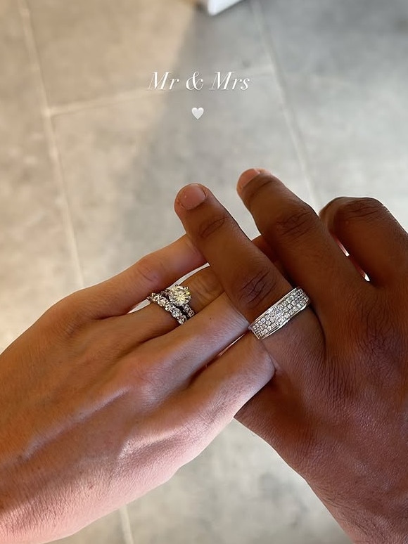 Poppy Radbone and Jay Nichaloff share their rings. Picture: Instagram