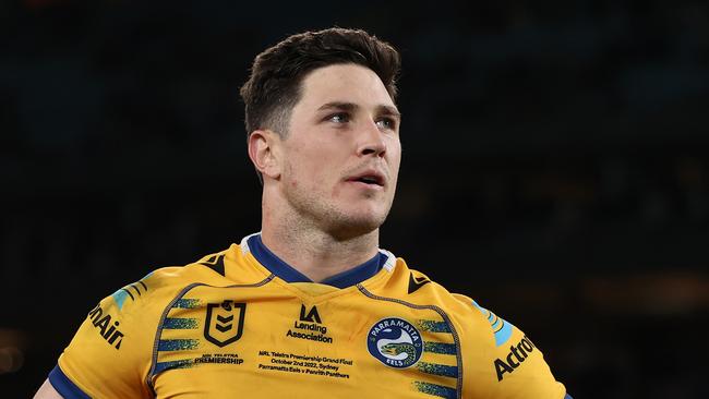 SYDNEY, AUSTRALIA - OCTOBER 02: Mitchell Moses of the Eels looks dejected after defeat during the 2022 NRL Grand Final match between the Penrith Panthers and the Parramatta Eels at Accor Stadium on October 02, 2022, in Sydney, Australia. (Photo by Mark Kolbe/Getty Images)