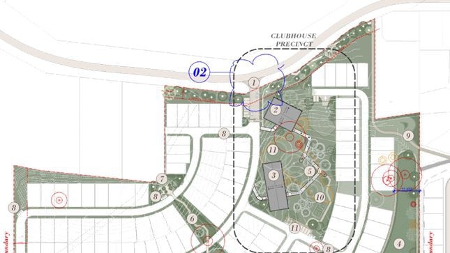 Artist's impression of the site map of the 180 strong over 55's housing development set for Newman's Road, Woolgoolga.