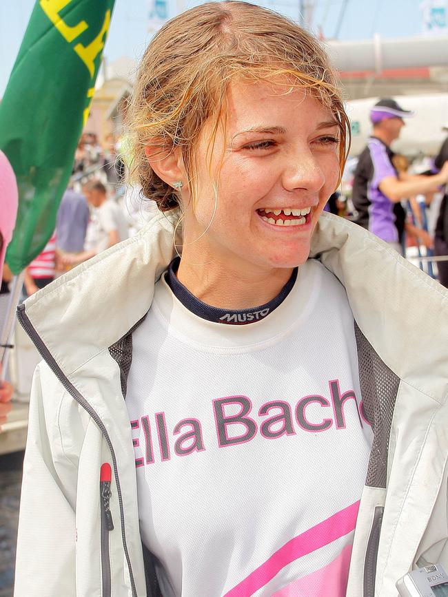 Jessica Watson at the end of the 2011 race.