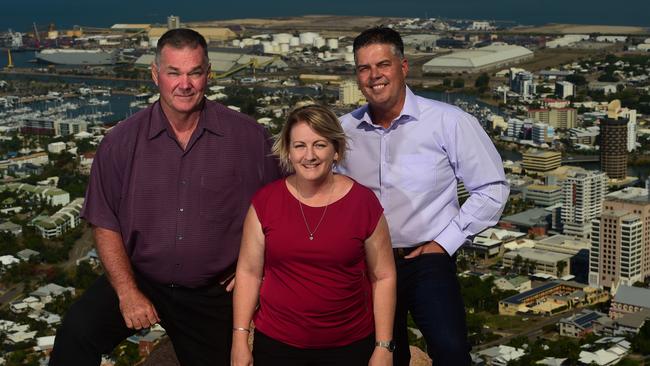 Labor trio Scott Stewart, Coralee O'Rourke and Aaron Harper celebrating wins at the last election. Picture: Evan Morgan