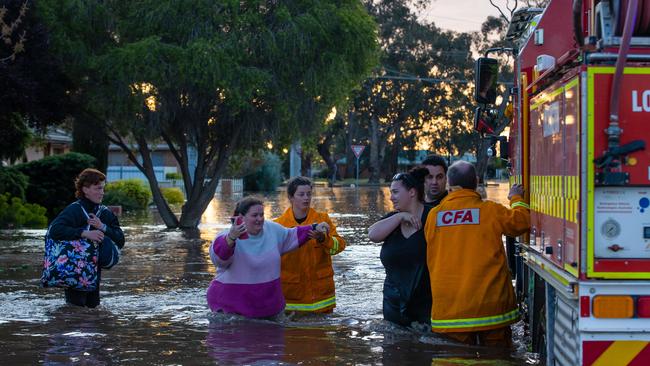 The CFA to the rescue in Rochester, Victoria, last October. Picture: Jason Edwards