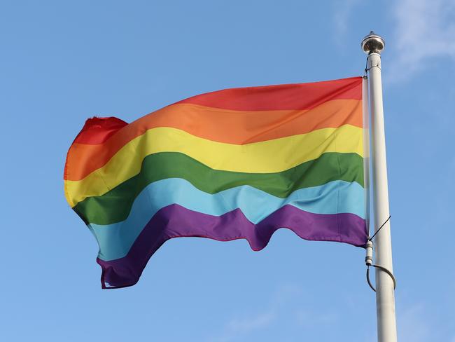 NORWICH, ENGLAND - DECEMBER 08: A Stonewall UK Rainbow laces flag is seen prior to the Premier League match between Norwich City and Sheffield United at Carrow Road on December 08, 2019 in Norwich, United Kingdom. (Photo by Naomi Baker/Getty Images)