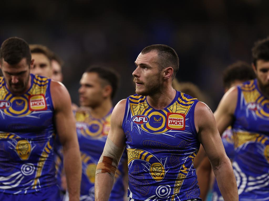 West Coast were delivered a 101-point thrashing by the Bulldogs in round 12. Picture: Paul Kane/Getty Images