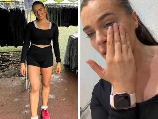 Woman in tears over sales.