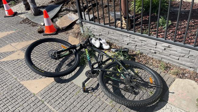 The bicycle involved in the crash at Clearview. Picture: Evangeline Polymeneas