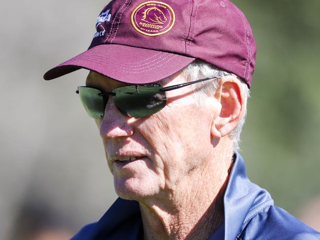 Broncos coach Wayne Bennett during training session with the Brisbane Broncos at the Clive Berghofer Centre in Brisbane, Tuesday, April 17, 2018. (AAP Image/Glenn Hunt) NO ARCHIVING