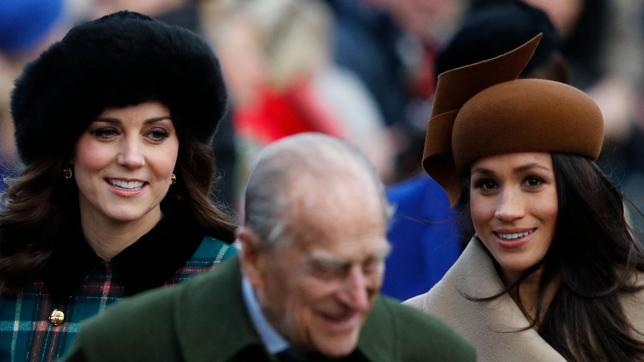 Kate Middleton and Meghan Markle on Christmas Day in 2017. Picture: Adrian Dennis/AFP