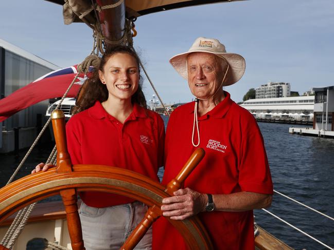 Volunteers Amillie White and John Kelly.  Call for volunteers ahead of the Australian Wooden Boat Festival 2025.  Picture: Nikki Davis-Jones