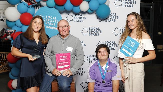 Chelsea Johnson from the under 14 Mermaids Pink with fellow winners Gary Madders, Michael Heynatz and Ellie Beer. Photography: J&amp;A Photography