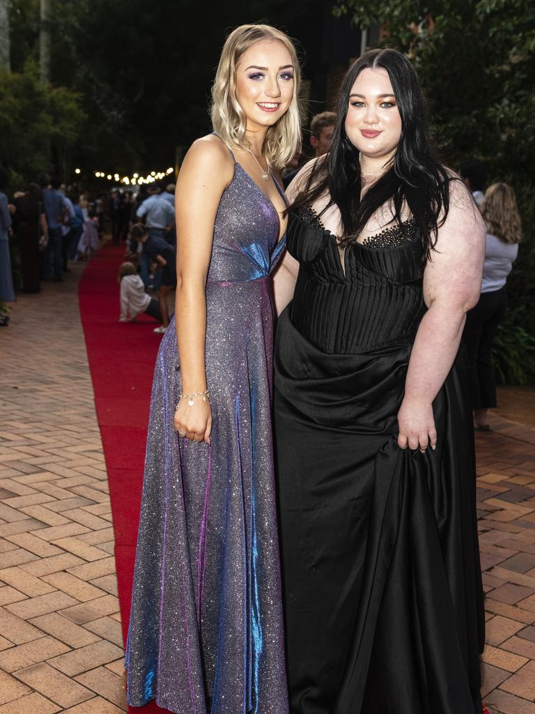 Bellah Johnson (left) partnered Brianna Hill at Fairholme College formal, Wednesday, March 29, 2023. Picture: Kevin Farmer