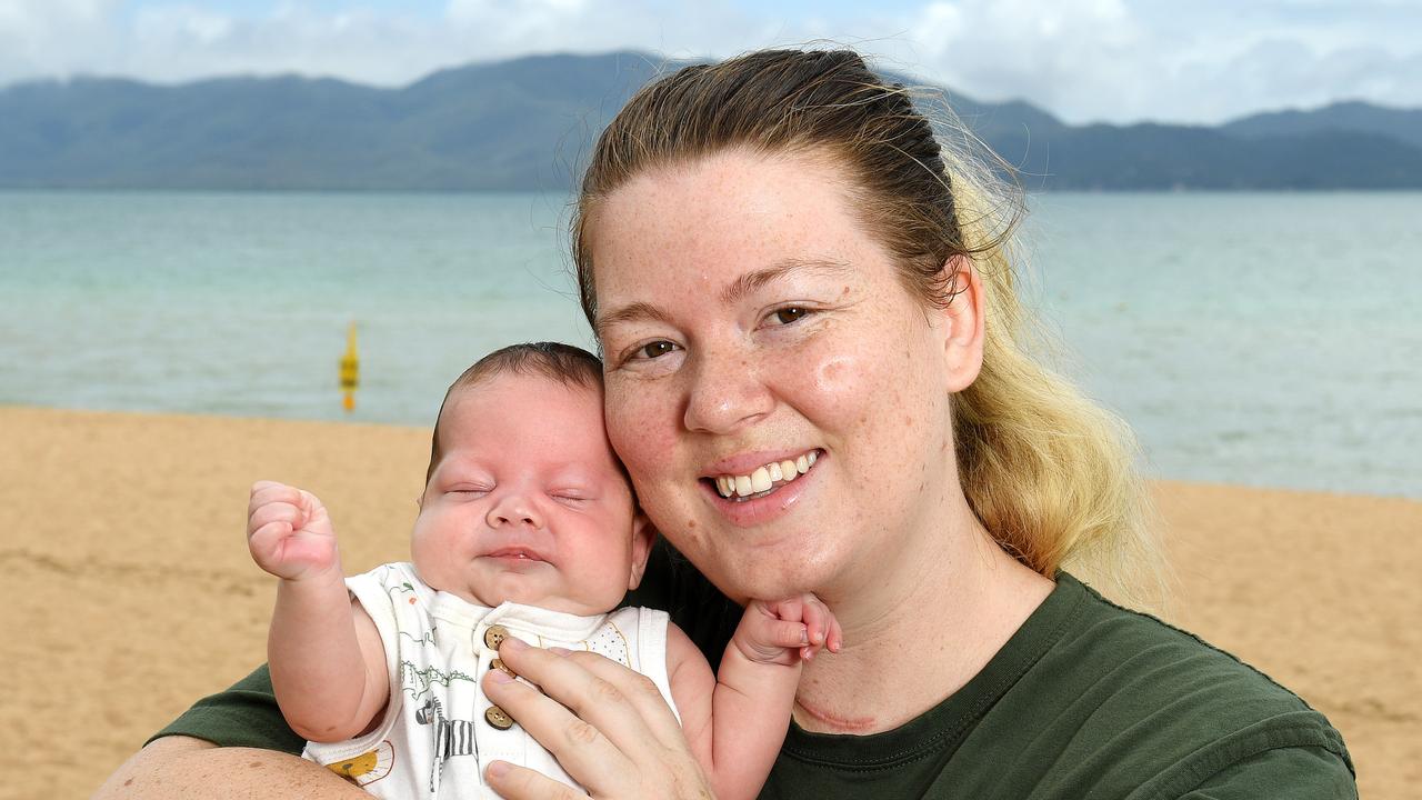 Alycia Hoban, 27, pictured with her son, Benji, 12 weeks, who was born eight weeks premature, are helping to raise funds for other premature children. Picture: Shae Beplate.