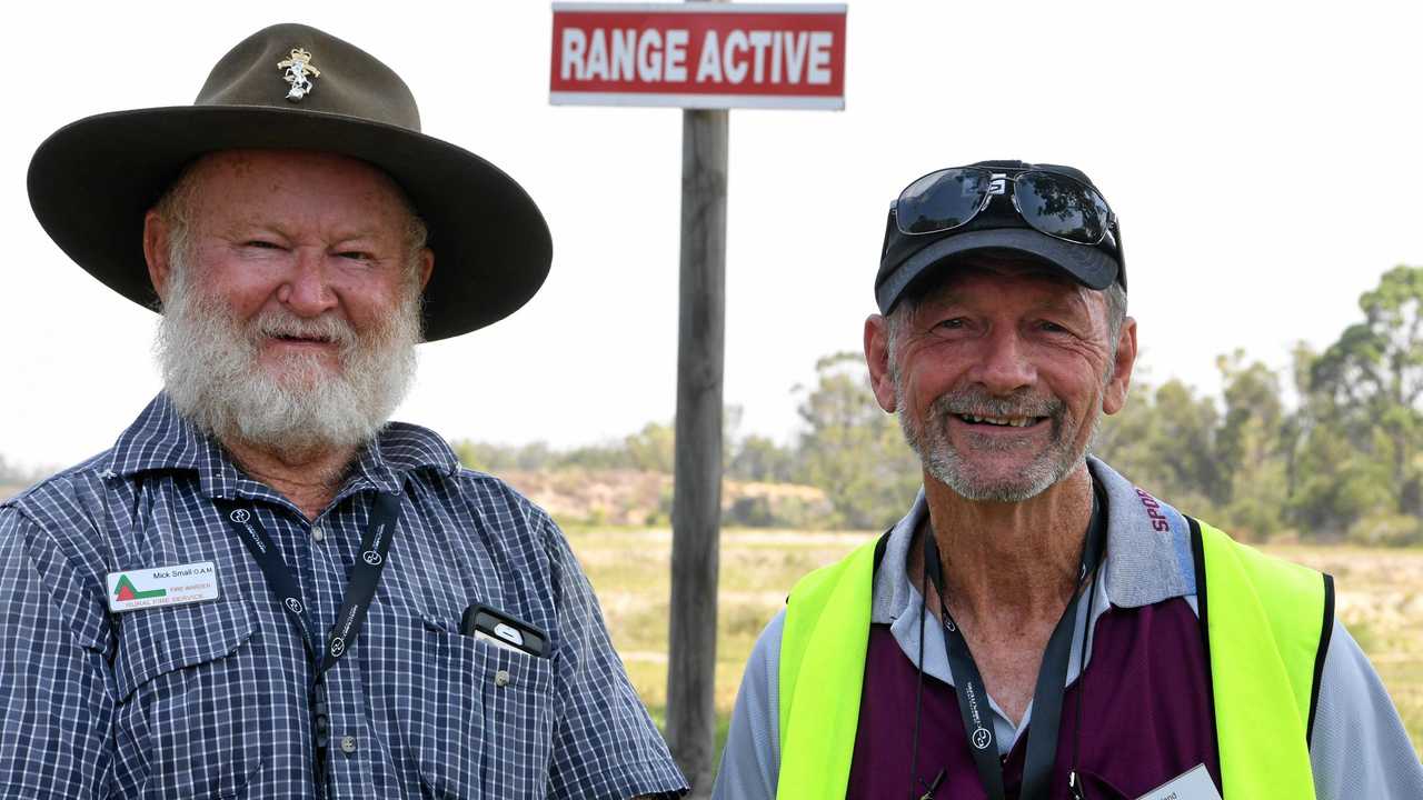 Mick Small and Geoff Hartland from the Sporting Shooters Association of Australia. Picture: Brian Cassidy