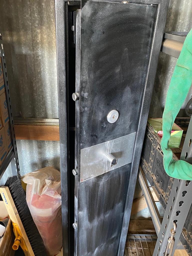 Thieves used great force to pry open a gun safe.