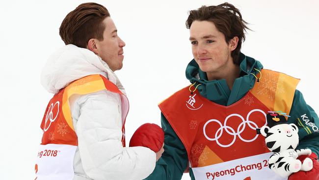 Gold medallist Shaun White and Scotty James. Picture: Gettty