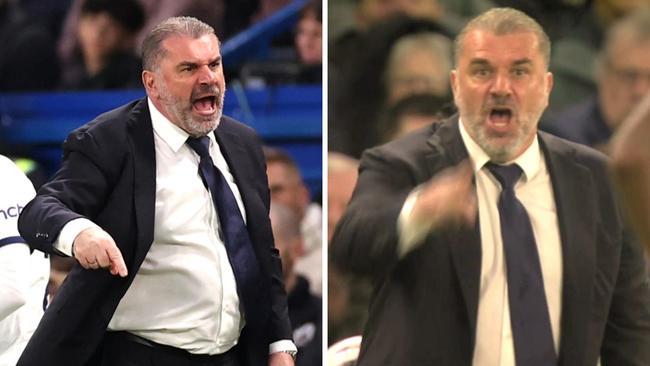 Ange Postecoglou lost it. Photo: AFP and Sky Sports.