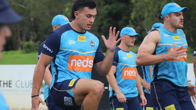 Gold Coast forward Tino Fa'asuamaleaui his been really hitting his straps at Titans training.