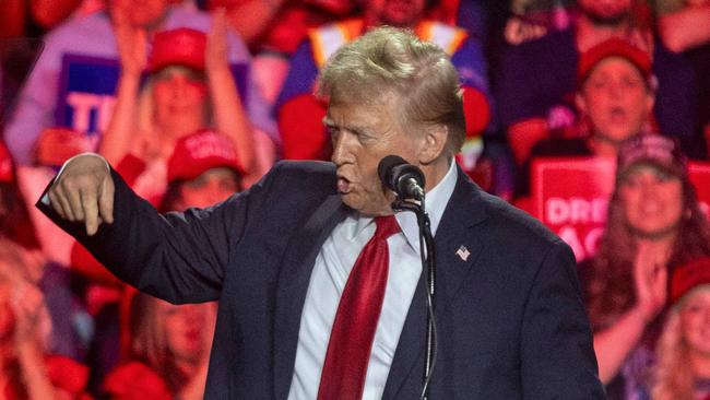 Former US president and Republican presidential candidate Donald Trump speaks during a campaign rally in Greensboro, North Carolina, on Saturday. Picture: AFP